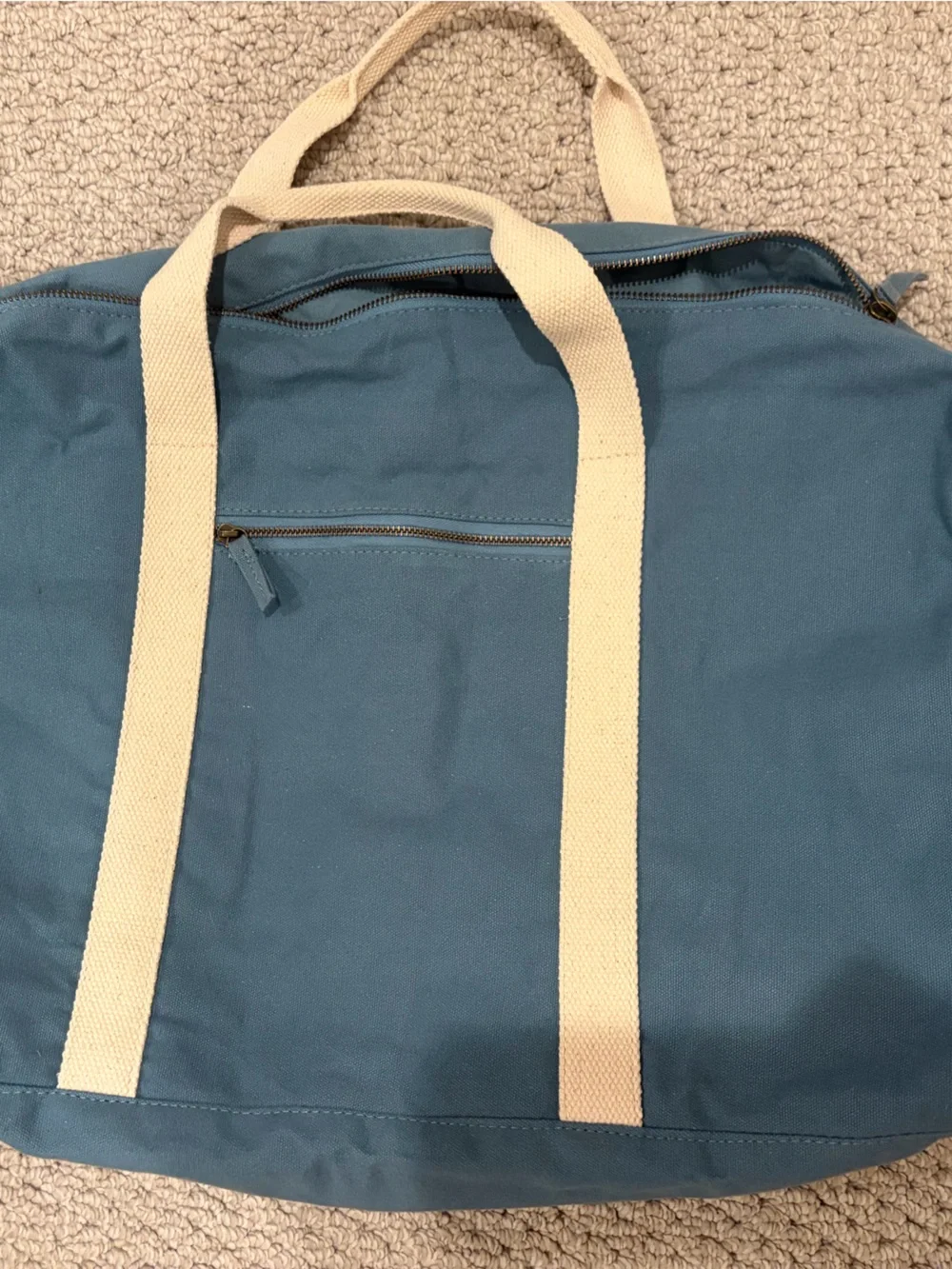 KNOWN SUPPLY Blue Organic Cotton Canvas Weekender Duffel Bag Travel Bag